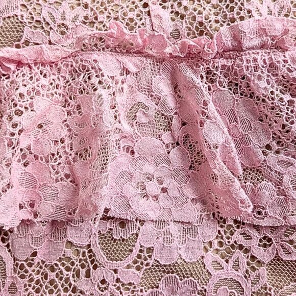 FOR LOVE AND LEMONS Iris CD1848 Pink Black Lace Hi Low Midi Dress Sz M - Picture 5 of 6